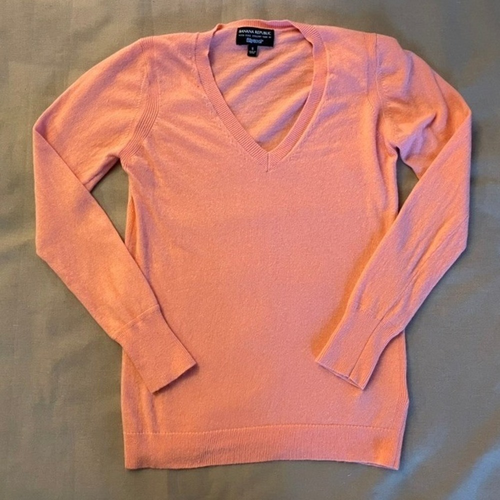 Banana Republic Fine Italian Yarn by Filpucci Sz S Peach Merino Wool Cashmere